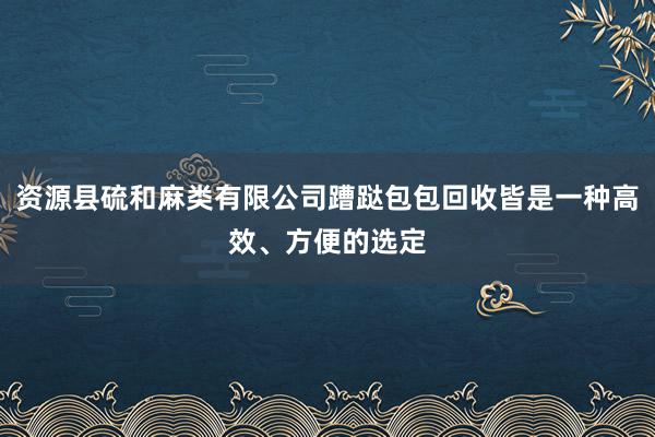 资源县硫和麻类有限公司蹧跶包包回收皆是一种高效、方便的选定